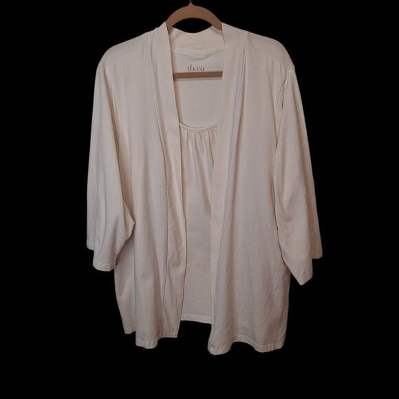Denim & Co Womens 3/4 Sleeve Duet Cardigan with Inset Tank Size 3X Ivory A226265 - Picture 3 of 9